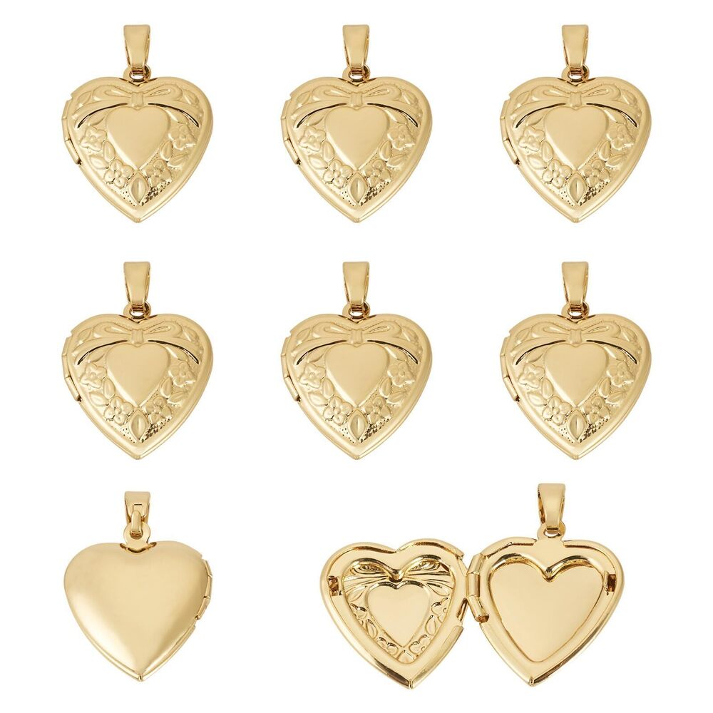 3301 Beadthoven 10pcs Real 18K Gold Plated Heart Locket Pendants Engraved